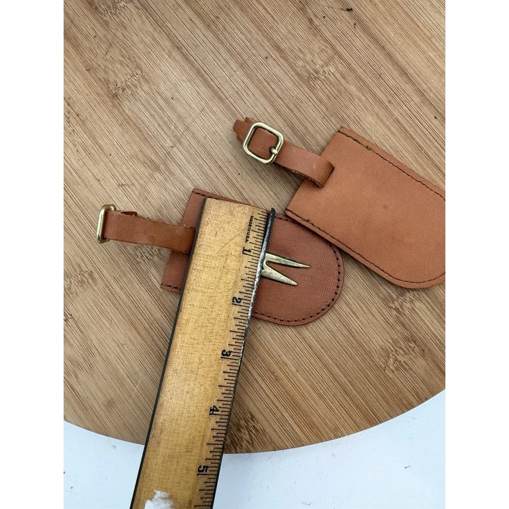 Initial H Luggage Tags 2 Pcs Leather With Brass H. No Custom Address Insert.